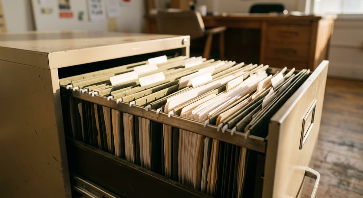 filing cabinet drawer with hanging folders