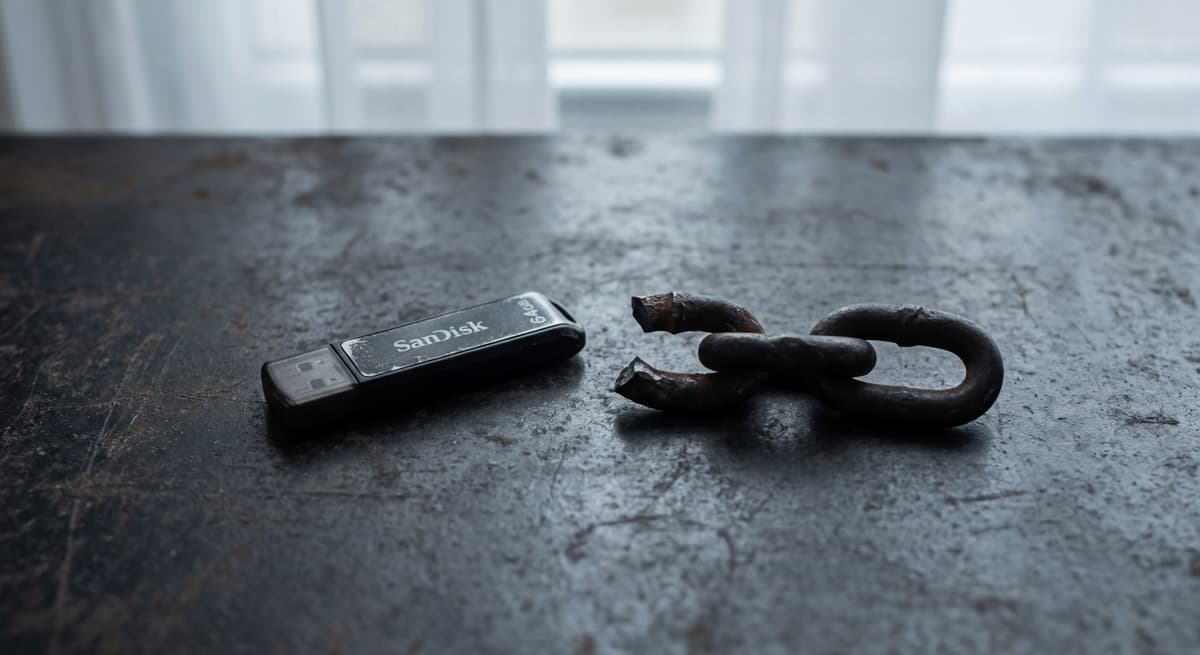 Michigan data breach trigger requiring unauthorized acquisition of personal information illustrated by broken USB chain