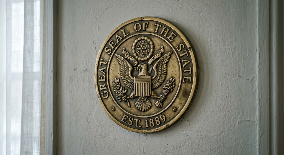 dmca: state seal or government emblem on a wall