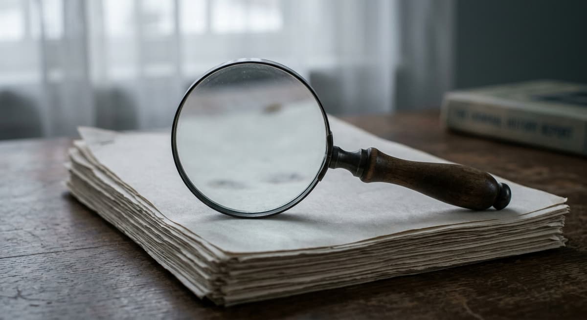 a magnifying glass resting on a printed criminal history report
