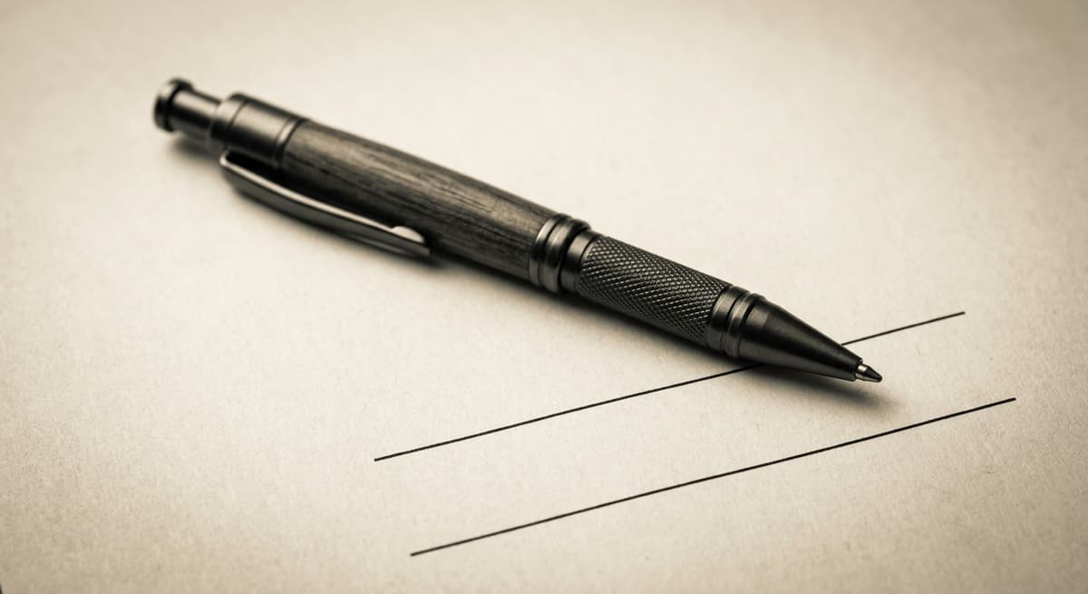 a document showing two blank signature lines with a pen resting across them