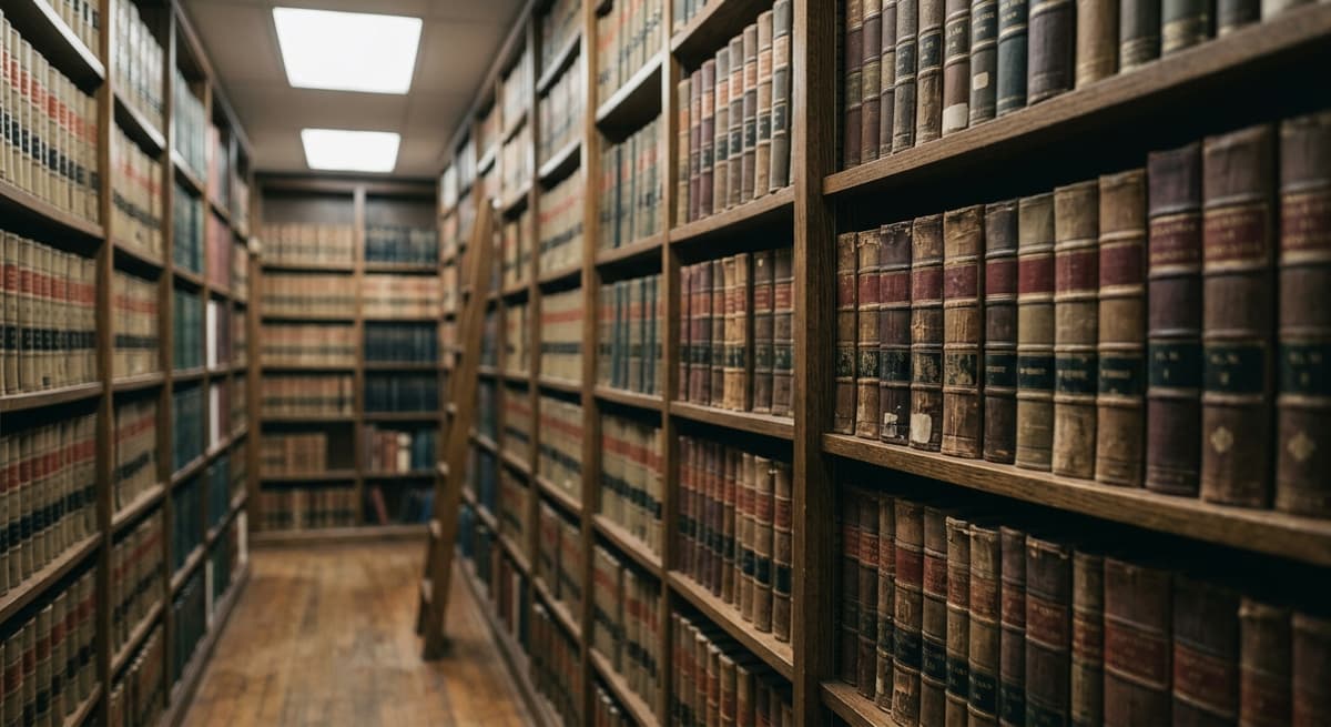 Bookshelves in a law library