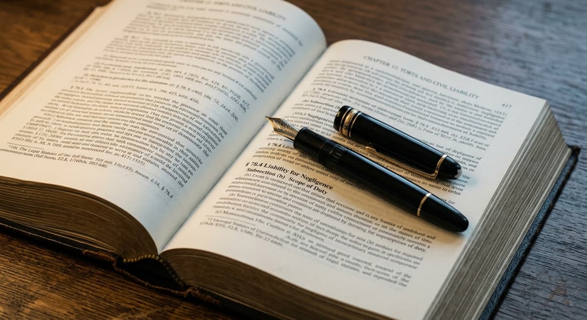 Missouri pen resting on an open legal statute book