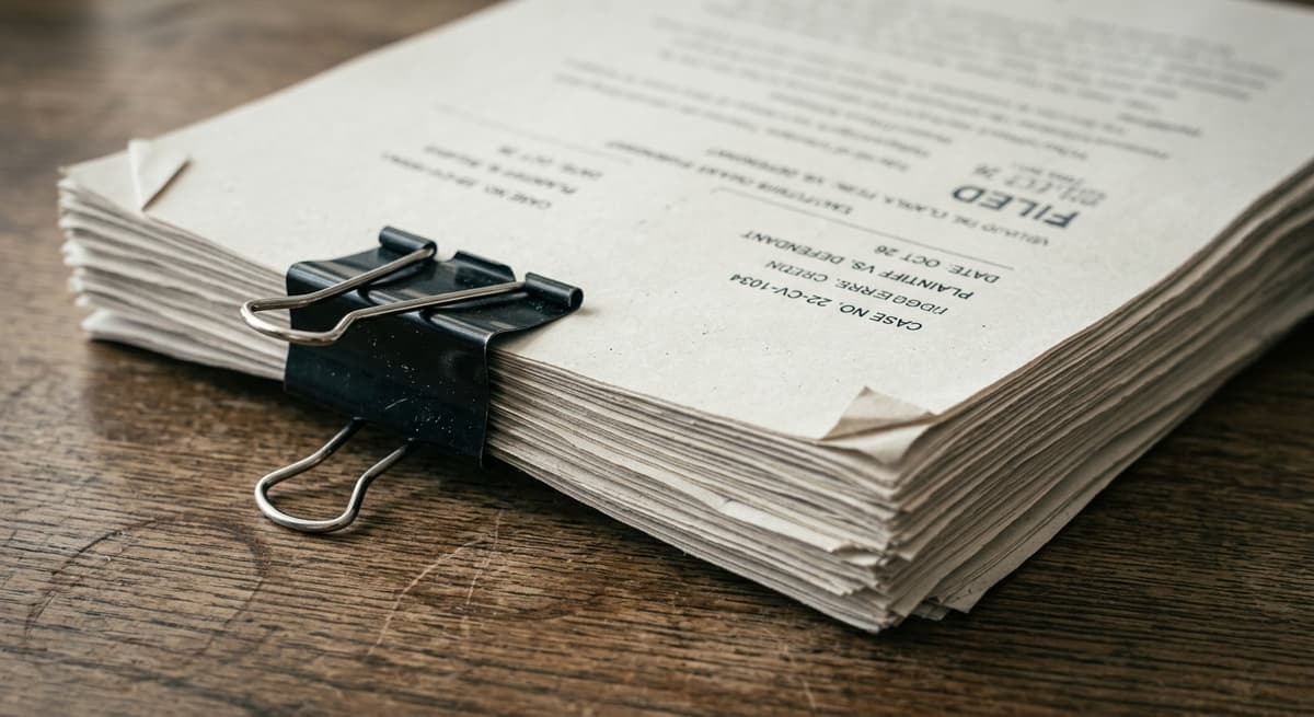 Arkansas stack of court documents held together with a binder clip