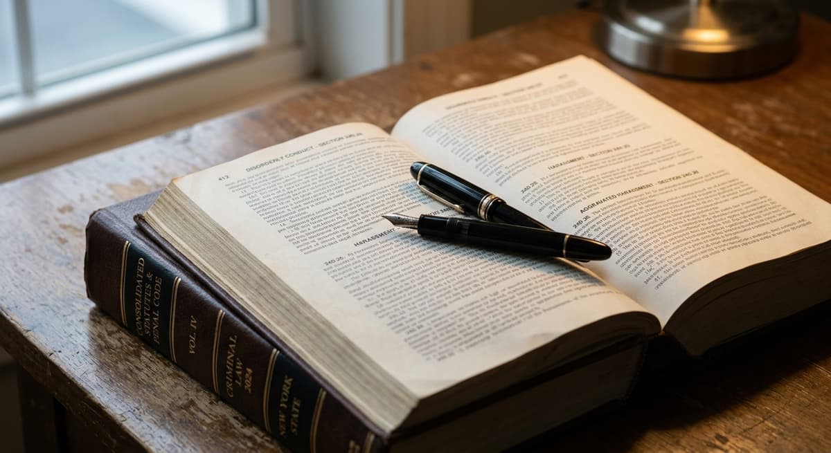 pen resting on an open legal statute book