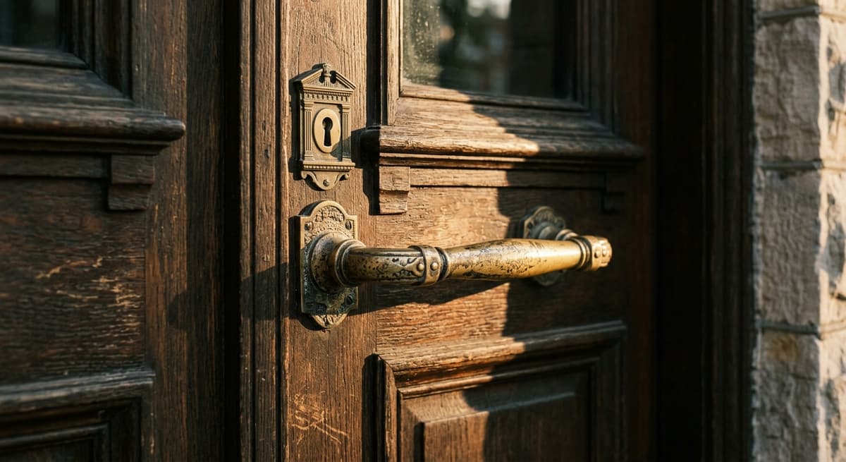 courthouse entrance door with brass handles