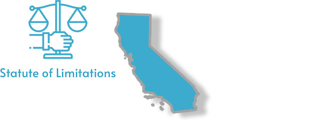 A Stylized image of California with writing saying statute of limitations