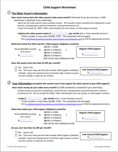 Nevada Child Support Laws - Recording Law